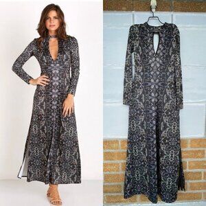 Free People Cabaret Long Sleeve Maxi Dress Dark Combo XS